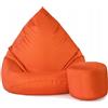 Slevobox Pouf Poltrona Sacco con Poggiapiedi Arancione 112x82x82 cm - Pouf Sacco XXL da Esterno Impermeabile - Pratico e Facile da Trasportare - Bean Bag per Adulti e Bambini - Fodera Lavabile