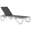 Outsunny Lettino Prendisole con Schienale Reclinabile su 5 Livelli e Rotelle Posteriori, Lettino da Giardino in Alluminio, Plastica e Textilene, 195x67.5x33 cm, Grigio e Bianco
