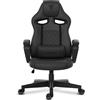 SENSE7 Poltrona da gioco Knight, ergonomico con cuscini lombari regolabili, sedia da gioco con oscillazione, braccioli imbottiti, sedia da ufficio in similpelle fino a 120 kg, sedia PC nera