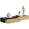 [en.casa] Set di 2 Mensole da Parete con Cassetto Integrato Comodini Sospesi Salvaspazio 50x24x12 cm per Soggiorno Camera da Letto Ingresso - Nero/Effetto Legno