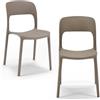 REDÒKASA Set 2 sedie in polipropilene KATE, impilabile, resistente ai raggi UV, design moderno, ideale per sala da pranzo, cucina, sala d'attesa, bar, ristoranti o da esterno (Tortora, 2)