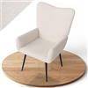 Juskys Poltrona Relax Odense, seduta in stile scandinavo con rivestimento in bouclé, schienale alto e imbottitura - Beige
