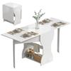 HOMCOM Tavolo da Pranzo Pieghevole 160 cm, Consolle con Ripiano Portaoggetti per Piccoli Spazi, Tavolo Moderno Salvaspazio per 4 Persone, Bianco