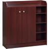 HOMCOM Scarpiera Ingresso con 4 Ripiani Aperti, Scarpiera Armadio Multiuso con Armadietto a 2 Ante e Ripiani Regolabili, Porta Scarpe Salvaspazio per 12 Paia, 83x30x90 cm, Caffè