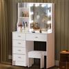 Dradaomull Tavolo da toeletta con illuminazione a LED e specchio, tavolo da condimento, vanity desk per make up, 3 colori con luminosità regolabile - 39