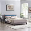 CARO-Möbel Letto imbottito Lexington 140 x 200 cm con illuminazione a LED, rivestimento in tessuto, letto singolo in stile scandinavo, comodo letto imbottito, letto per ragazzi con rete a doghe