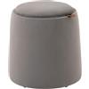HOMCOM Pouf Poggiapiedi in Velluto con Contenitore Ø44 x 47.5cm Grigio | Coperchio 2 in 1 con Imbottitura, Lato in Legno, Tavolino da Caffè Rotondo