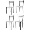 t m c s Tommychairs - Set 4 sedie modello Elegance per cucina bar e sala da pranzo, struttura in acciaio verniciata colore nero e seduta imbottita e rivestita in pelle artificiale colore bianco