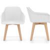 COSTWAY Set di 2 Sedie da Pranzo Moderne, Sedie in Plastica con Gambe in Legno, Schienale Traforato Traspirante e Seduta Ampia, Portata 150 kg, Ideale per Sala da Pranzo, Caffè e Soggiorno
