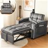 Soweiz Divano letto singolo allungabile 3 in 1: con portabevande e supporto per cellulare, sedia a sdraio, poltrona, perfetto per piccoli spazi, 83 x 167 x 76 cm (grigio scuro)