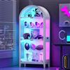 Gurexl Vetrina ad Arco con Illuminazione a LED,Vetrina con Sensore Del Corpo Umano e Illuminazione Ainamica,Vetrina in Vetro Vetrina In Vetro Per Soggiorno,Ufficio,Collezione,Cucina,Bar,Studio,Bianco