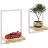 LAMO Manufaktur Mensole da muro Set 2pz 15/20cm | Mensole legno naturale, mensola per cucina, scaffale da parete sospeso | Colore: naturale, Telaio: avorio
