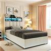 OLIVIBED Letto imbottito 90x200, Letto Singolo imbottito con Schienale, Letto Sollevabile con Contenitore e rete a doghe, Moderno e Semplice, Tessuto in pile, Senza Materasso, Bianco