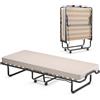 GYMAX Brandina Pieghevole con Materasso 10 cm, 200 x 80 x 40cm, Carico 130 kg, Materasso Memory, a 15 Doghe, Made in Italy (BEIGE)