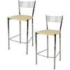 t m c s Tommychairs - Set 2 sgabelli alti modello Elegance per cucina e bar, struttura in acciaio cromato e seduta imbottita e rivestita in pelle artificiale colore sabbia
