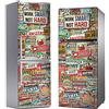 MEGADECOR DECORATE YOUR HOME Megadecor - Adesivo decorativo per frigorifero, motivo vintage con scritta "Work smart, not hard"
