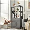 GYMAX Mobiletto da Cucina, con Cassetto e Ripiani Aperti, Mobile Armadietto Salvaspazio, per Bagno, Ingresso, Soggiorno,60 x 32 x 122 cm (Grigio)