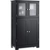 LIFEZEAL Armadio alto con ripiani regolabili, mobile portaoggetti bagno con doppia anta in vetro, armadio a piedi multifunzionale per cucina, soggiorno, ufficio, 60 x 30 x 109 cm, (nero)