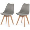 EGGREE - Set di 2 Sedie da Pranzo Stile Rétro con Gambe in Legno Massello di Faggio e Imbottitura Colore Grigio