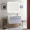 Kiamami Valentina Mobile Bagno Sospeso 90 Cm Bianco Legno Con Specchio Led