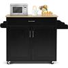 GYMAX Carrello Portata da Cucina, Armadietto a 2 Livelli, Ripiano Interno Regolabile, Credenze Mobili con Ruote, Ante Doppio, Cassetto, Portaposate, Portasciugamani, 116x40x85 cm, 5 Colori