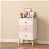[en.casa] Cassettiera per Cameretta Bambini Comò con 3 Cassetti Mobiletto Contenitore con Maniglie a Cuore 62 x 38 x 30 cm Bianco/Rosa