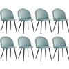 DEYARNA HOME Set di 8 Sedie da Pranzo in Velluto, Sedia da Cucina Moderna Imbottita con Piedini in Metallo Nero, Sedie del Medio Secolo per Sala da Pranzo, Cucina, Soggiorno (Verde/Nero Piedi)