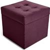 MG Design Pouf contenitore imbottito 45 × 45 cm Viola - capacità ca. 50 L, fino a 300 kg, superficie morbida con leggero riflesso, struttura in legno massiccio, già montato e facile da pulire