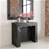 VE.CA.s.r.l. VE.CA - Tavolo Allungabile Kilika, Made in Italy - Console Allungabile con Porta Prolunghe fino a 3 Metri, 14 Posti - Arredo Moderno da Sala da Pranzo, Salvaspazio 90x40x77 (Marmo Nero, 14 Posti)