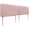 DHOME Testiera Imbottita Liscia Arrotondata in Lino Naturale con Gambe per Parete Acustica Testate Letto Fonoassorbenti Camera da Letto (Rosa Pallido, 180cm Dual)