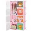 RELAX4LIFE Armadio Modulare a 8/12 Cubi per Bambini con 2 Barre Appendiabiti, 8/12 Ante, Mobile Salvaspazio per Cameretta e Asilo Nido, Portata di Ogni Cubo 10 KG (Animale-8 Cubi,Rosa)