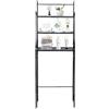VIIROUD Armadietto per bagno, mobile per lavatrice, mensola per WC, mobile da bagno, ripiano per lavatrice, ripiano per bagno a 3 livelli, risparmio di spazio, 157 x 55 x 26 cm, nero