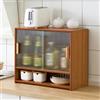 MAAOBR Mobile dispensa da cucina piccolo, credenza dispensa da cucina con vetro a strisce, mobiletto portaoggetti da appoggio indipendente per cucina, soggiorno, sala da pranzo(Color:Brown,Size:B)
