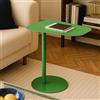 [en.casa] Tavolino Laterale da Divano Tavolino in Metallo uso Esterno e Interno Tavolo Consolle con Piano di Appoggio Trapezoidale - Verde Mela Opaco
