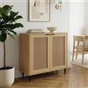 [en.casa] Credenza Bassa Ante con Inserto Intreccio Effetto Rattan Armadio Basso Madia Moderna per Soggiorno Ingresso Sala da Pranzo 83 x 80 x 40 cm Effetto Rovere