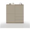 WHOUS Credenza e Buffet GARDA per Soggiorno con 3 Cassetti e 3 Ante, Madia per Salotto, Cucina e Sala da Pranzo in Legno, 102x35x110 cm, Tortora Opaco e Rovere
