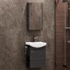 Planetmöbel Set di mobili da bagno lavabo con mobiletto 45 x 60 x 33 cm con armadio a specchio 40 cm per WC ospiti, antracite