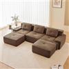 Bladez Divano modulare a forma di L divano ad angolo con sgabello ottomano divano soggiorno con comfort e supporto per seduta profonda, senza montaggio 32D ad alta elasticità schiuma boneless (marrone, 3