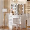 Teousev Toeletta da Trucco con Specchio Scorrevole e Sgabello, Scrivania Make Up Ampia con Luci Dimmerabili, Postazione Trucco con 6 Cassetti e 6 Ripiani, 36×80×131 cm, Bianco, J122007