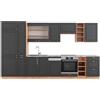 Vicco Cucina componibile Fame-Line, Antracite Country House/oro Kraft Oak, 355 cm, PL Marmo, adatto per l'espansione personalizzata con moduli aggiuntivi