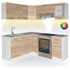 Vicco Cucina angolare completa Rick, Sonoma, 167 x 60 cm, PL Marmo con striscia LED