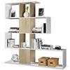 13Casa Kafka D11 - Libreria a zig zag, Melamina, Rovere/Bianco, 145 x 29 x 145 cm