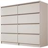 3E 3xE living.com Cassettiera large 8 cassetti - cashmere, 120 x 102 x 39 cm - soluzione elegante per riporre gli oggetti