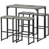 GOKHOMX Set Tavolo Alto da Bar Con 4 Sgabelli - Tavolo da Pranzo e Sedie Salvaspazio per Angolo Bar, Cucina, Casa, Taverna - Grigio