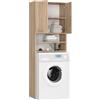 BDW Mobile armadio per lavatrice, 180 x 64 x 30 cm, mobile alto per il bagno con scaffali, colore rovere sonoma