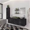 RONGQI Set Mobili da Bagno 11 pz con Lavabo e Rubinetto Nero,Set Mobili da Bagno,Mobile Bagno,Set Arredo Bagno,Arredo Bagno
