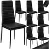 tectake® Set 8 Sedie Sala da Pranzo in Pelle Sintetica, Sedie da Cucina Eleganti e Comode, Sedie Sala da Pranzo Moderne Stabili e Robuste, Sedie da Pranzo Versatili - Nero