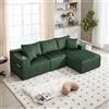 Bladez Moderno divano modulare con chaise longue e 2 posti - Morbido rivestimento in velluto con 5 cuscini, tasche laterali e porta bevande, combinazione fai da te, divani per il soggiorno (Emerald)