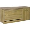 Marvin Scarpiera Panca da Ingresso con Anta - Portascarpe Salvaspazio in Legno con Cuscino Seduta e Anta a Ribalta per Cabina Armadio Corridoio o Camera Design 100x30x46 cm (Rovere/Cuscino Tortora)