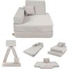 Angelove Poltroncina Bambini 3‑in‑1 - Divano Modulare e Materassino da Gioco in Velluto a Coste, Comodo da 1 anno, Grigio